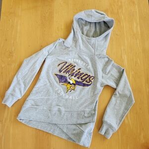 NFL Gray Girl's Hoodie with Purple and Gold Vikings Logo